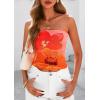 imagePRETTYGARDEN Strapless Tube Tops for Women 2025 Summer Mesh Floral Y2K Bandeau Cute Crop Top Trendy Going Out OutfitsOrange
