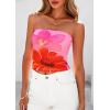 imagePRETTYGARDEN Strapless Tube Tops for Women 2025 Summer Mesh Floral Y2K Bandeau Cute Crop Top Trendy Going Out OutfitsPink