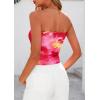 imagePRETTYGARDEN Strapless Tube Tops for Women 2025 Summer Mesh Floral Y2K Bandeau Cute Crop Top Trendy Going Out OutfitsRose Red
