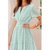 imagePRETTYGARDEN Womens 2025 Summer Short Dress V Neck Short Sleeve A Line Hollow Out Lace Ruffle Cute Casual Beach Party DressesLight Green