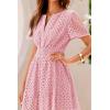imagePRETTYGARDEN Womens 2025 Summer Short Dress V Neck Short Sleeve A Line Hollow Out Lace Ruffle Cute Casual Beach Party DressesPink
