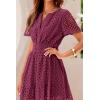 imagePRETTYGARDEN Womens 2025 Summer Short Dress V Neck Short Sleeve A Line Hollow Out Lace Ruffle Cute Casual Beach Party DressesWine Red