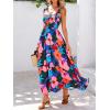 imagePRETTYGARDEN Womens Summer Dresses Floral Sleeveless Smocked Maxi Dress Boho Spaghetti Strap A Line Flowy Beach Long SundressFloral Black