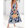 imagePRETTYGARDEN Womens Summer Dresses Floral Sleeveless Smocked Maxi Dress Boho Spaghetti Strap A Line Flowy Beach Long SundressFloral Navy