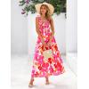 imagePRETTYGARDEN Womens Summer Dresses Floral Sleeveless Smocked Maxi Dress Boho Spaghetti Strap A Line Flowy Beach Long SundressFloral White Rose Red