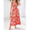 imagePRETTYGARDEN Womens Summer Dresses Floral Sleeveless Smocked Maxi Dress Boho Spaghetti Strap A Line Flowy Beach Long SundressRed Floral