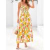 imagePRETTYGARDEN Womens Summer Dresses Floral Sleeveless Smocked Maxi Dress Boho Spaghetti Strap A Line Flowy Beach Long SundressWhite Yellow Flower