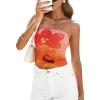 imagePRETTYGARDEN Strapless Tube Tops for Women 2025 Summer Mesh Floral Y2K Bandeau Cute Crop Top Trendy Going Out OutfitsOrange