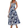 imagePRETTYGARDEN Womens Summer Dresses Floral Sleeveless Smocked Maxi Dress Boho Spaghetti Strap A Line Flowy Beach Long SundressFloral Navy