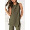 imagePRETTYGARDEN Womens 2 Piece Lounge Set 2025 Summer Casual Loose Tank Top Wide Leg Pants Matching Travel Outfits TracksuitArmy Green