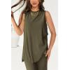 imagePRETTYGARDEN Womens 2 Piece Lounge Set 2025 Summer Casual Loose Tank Top Wide Leg Pants Matching Travel Outfits TracksuitArmy Green