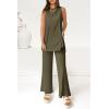 imagePRETTYGARDEN Womens 2 Piece Lounge Set 2025 Summer Casual Loose Tank Top Wide Leg Pants Matching Travel Outfits TracksuitArmy Green