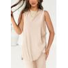 imagePRETTYGARDEN Womens 2 Piece Lounge Set 2025 Summer Casual Loose Tank Top Wide Leg Pants Matching Travel Outfits TracksuitBeige