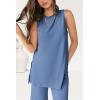 imagePRETTYGARDEN Womens 2 Piece Lounge Set 2025 Summer Casual Loose Tank Top Wide Leg Pants Matching Travel Outfits TracksuitBlue