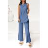 imagePRETTYGARDEN Womens 2 Piece Lounge Set 2025 Summer Casual Loose Tank Top Wide Leg Pants Matching Travel Outfits TracksuitBlue