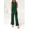imagePRETTYGARDEN Womens 2 Piece Lounge Set 2025 Summer Casual Loose Tank Top Wide Leg Pants Matching Travel Outfits TracksuitDark Green