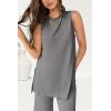imagePRETTYGARDEN Womens 2 Piece Lounge Set 2025 Summer Casual Loose Tank Top Wide Leg Pants Matching Travel Outfits TracksuitDark Grey