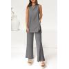 imagePRETTYGARDEN Womens 2 Piece Lounge Set 2025 Summer Casual Loose Tank Top Wide Leg Pants Matching Travel Outfits TracksuitDark Grey