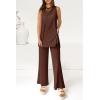 imagePRETTYGARDEN Womens 2 Piece Lounge Set 2025 Summer Casual Loose Tank Top Wide Leg Pants Matching Travel Outfits TracksuitLight Coffee
