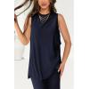 imagePRETTYGARDEN Womens 2 Piece Lounge Set 2025 Summer Casual Loose Tank Top Wide Leg Pants Matching Travel Outfits TracksuitNavy