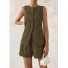 imagePRETTYGARDEN Womens 2 Piece Sets 2025 Summer Trendy Button Down Suit Vest Tops High Waisted Shorts Business Casual OutfitsArmy Green
