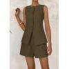 imagePRETTYGARDEN Womens 2 Piece Sets 2025 Summer Trendy Button Down Suit Vest Tops High Waisted Shorts Business Casual OutfitsArmy Green