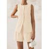 imagePRETTYGARDEN Womens 2 Piece Sets 2025 Summer Trendy Button Down Suit Vest Tops High Waisted Shorts Business Casual OutfitsBeige