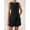 imagePRETTYGARDEN Womens 2 Piece Sets 2025 Summer Trendy Button Down Suit Vest Tops High Waisted Shorts Business Casual OutfitsBlack