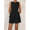 imagePRETTYGARDEN Womens 2 Piece Sets 2025 Summer Trendy Button Down Suit Vest Tops High Waisted Shorts Business Casual OutfitsBlack