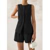 imagePRETTYGARDEN Womens 2 Piece Sets 2025 Summer Trendy Button Down Suit Vest Tops High Waisted Shorts Business Casual OutfitsBlack