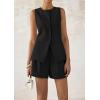 imagePRETTYGARDEN Womens 2 Piece Sets 2025 Summer Trendy Button Down Suit Vest Tops High Waisted Shorts Business Casual OutfitsBlack