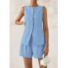 imagePRETTYGARDEN Womens 2 Piece Sets 2025 Summer Trendy Button Down Suit Vest Tops High Waisted Shorts Business Casual OutfitsLight Blue