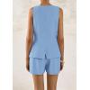 imagePRETTYGARDEN Womens 2 Piece Sets 2025 Summer Trendy Button Down Suit Vest Tops High Waisted Shorts Business Casual OutfitsLight Blue