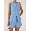 imagePRETTYGARDEN Womens 2 Piece Sets 2025 Summer Trendy Button Down Suit Vest Tops High Waisted Shorts Business Casual OutfitsLight Blue
