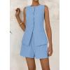imagePRETTYGARDEN Womens 2 Piece Sets 2025 Summer Trendy Button Down Suit Vest Tops High Waisted Shorts Business Casual OutfitsLight Blue