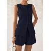 imagePRETTYGARDEN Womens 2 Piece Sets 2025 Summer Trendy Button Down Suit Vest Tops High Waisted Shorts Business Casual OutfitsNavy