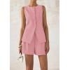 imagePRETTYGARDEN Womens 2 Piece Sets 2025 Summer Trendy Button Down Suit Vest Tops High Waisted Shorts Business Casual OutfitsPink