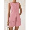 imagePRETTYGARDEN Womens 2 Piece Sets 2025 Summer Trendy Button Down Suit Vest Tops High Waisted Shorts Business Casual OutfitsPink