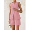 imagePRETTYGARDEN Womens 2 Piece Sets 2025 Summer Trendy Button Down Suit Vest Tops High Waisted Shorts Business Casual OutfitsPink