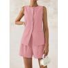imagePRETTYGARDEN Womens 2 Piece Sets 2025 Summer Trendy Button Down Suit Vest Tops High Waisted Shorts Business Casual OutfitsPink