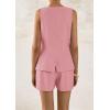 imagePRETTYGARDEN Womens 2 Piece Sets 2025 Summer Trendy Button Down Suit Vest Tops High Waisted Shorts Business Casual OutfitsPink