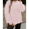 imagePRETTYGARDEN Womens Sweaters 2025 Puffy Long Sleeve Crewneck Soft Loose Pullover Tops Chunky Knitted Striped SweaterStriped Pink