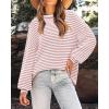 imagePRETTYGARDEN Womens Sweaters 2025 Puffy Long Sleeve Crewneck Soft Loose Pullover Tops Chunky Knitted Striped SweaterStriped Pink