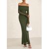 imagePRETTYGARDEN Womens Off The Shoulder Bodycon Maxi Dress Long Sleeve Mesh Elegant Party Formal Wedding Guest DressesArmy Green