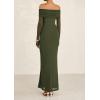 imagePRETTYGARDEN Womens Off The Shoulder Bodycon Maxi Dress Long Sleeve Mesh Elegant Party Formal Wedding Guest DressesArmy Green