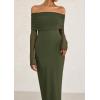 imagePRETTYGARDEN Womens Off The Shoulder Bodycon Maxi Dress Long Sleeve Mesh Elegant Party Formal Wedding Guest DressesArmy Green