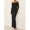 imagePRETTYGARDEN Womens Off The Shoulder Bodycon Maxi Dress Long Sleeve Mesh Elegant Party Formal Wedding Guest DressesBlack