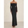 imagePRETTYGARDEN Womens Off The Shoulder Bodycon Maxi Dress Long Sleeve Mesh Elegant Party Formal Wedding Guest DressesBlack