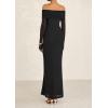 imagePRETTYGARDEN Womens Off The Shoulder Bodycon Maxi Dress Long Sleeve Mesh Elegant Party Formal Wedding Guest DressesBlack