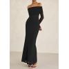 imagePRETTYGARDEN Womens Off The Shoulder Bodycon Maxi Dress Long Sleeve Mesh Elegant Party Formal Wedding Guest DressesBlack
